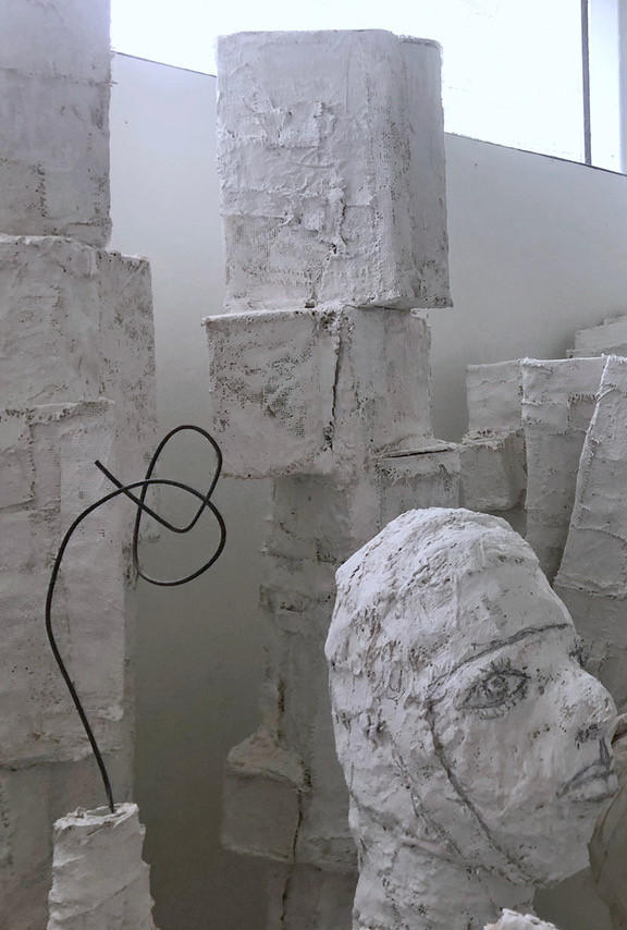 Art studio with Heide Wagner's plaster cast sculptures